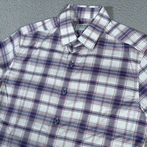 Twillory Shirt Mens Small Blue White Plaid Untuckable Button Up Tailored Fit